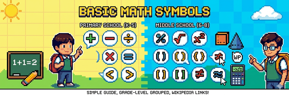Basic Math Symbols for Primary and Middle School Kids
